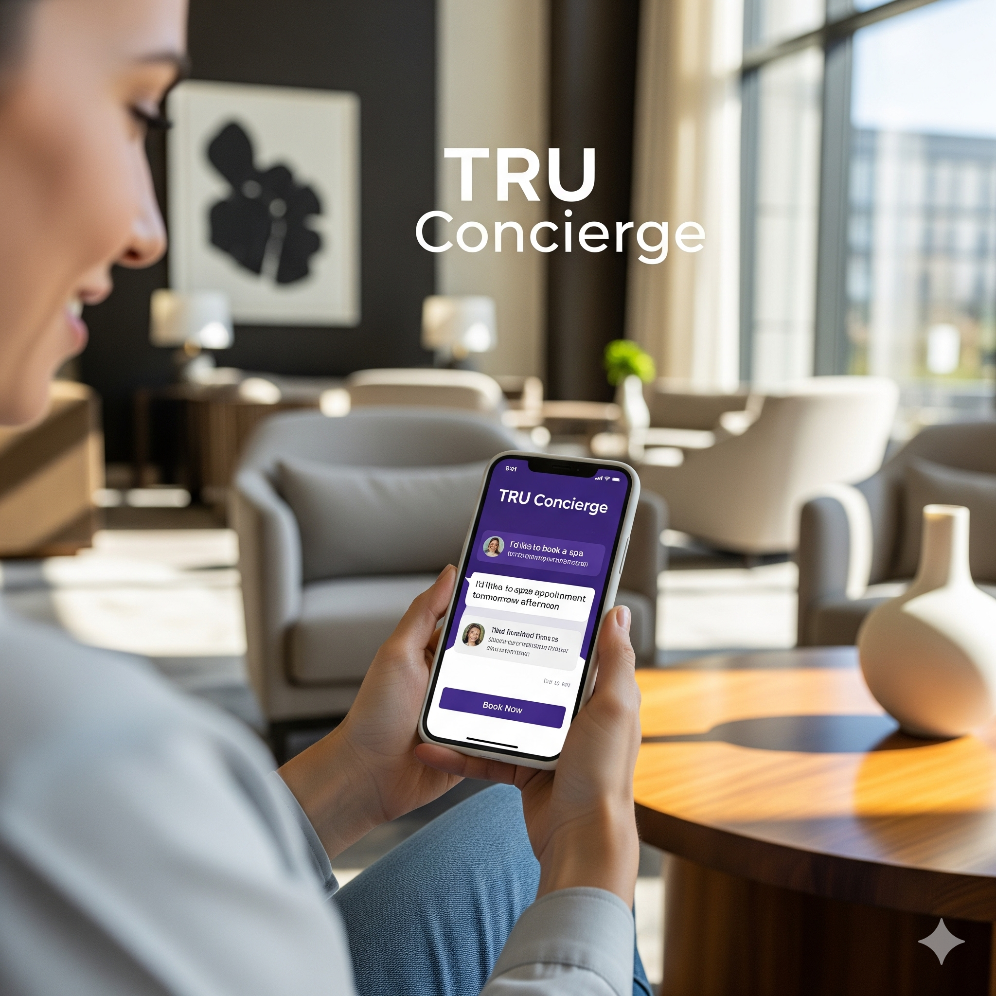 AI Agent helping a guest on a smartphone